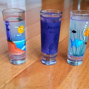 3 pc Hand painted Shot Glasses Set